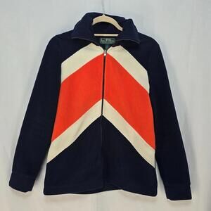 LRL Ralph Lauren Yacht Club‎ Fleece Jacket Women Active Medium Blue Orange White